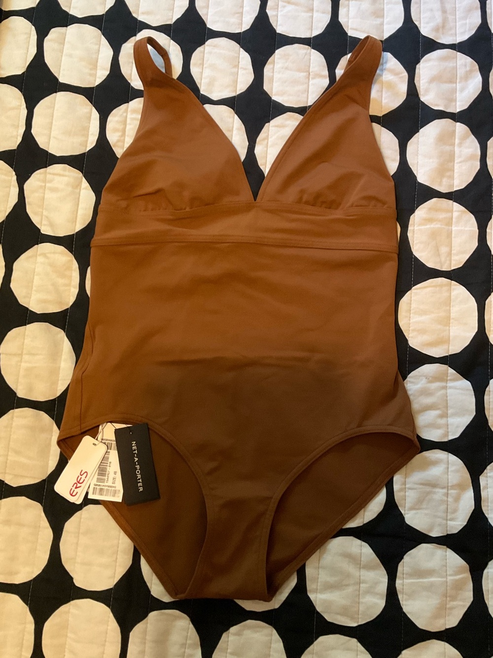 Eres Carmelo Brown V-Neck One-Piece Swimsuit NWT Medium